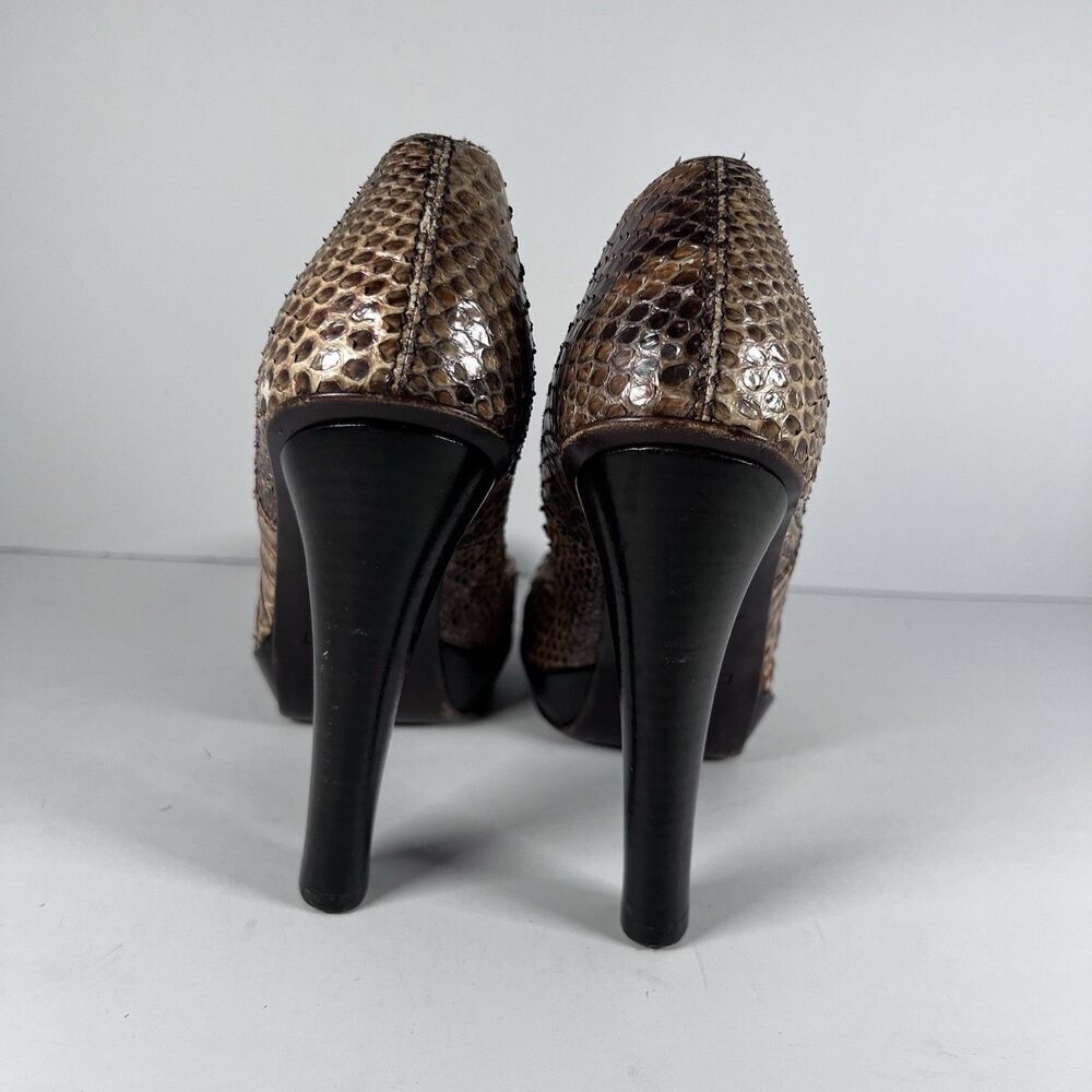 Gianni Bravo Genuine Python Snakeskin Platform Pumps Chunky Heel Size EU 35 - Picture 4 of 7